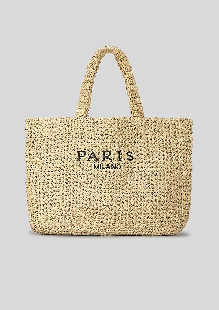 SOLID KHAKI BEACH TOTE BAG