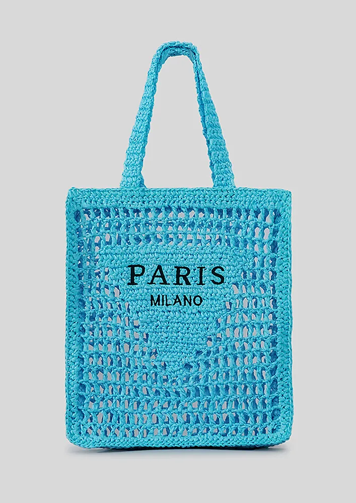 BLUE OPEN-TOP BEACH TOTE BAG