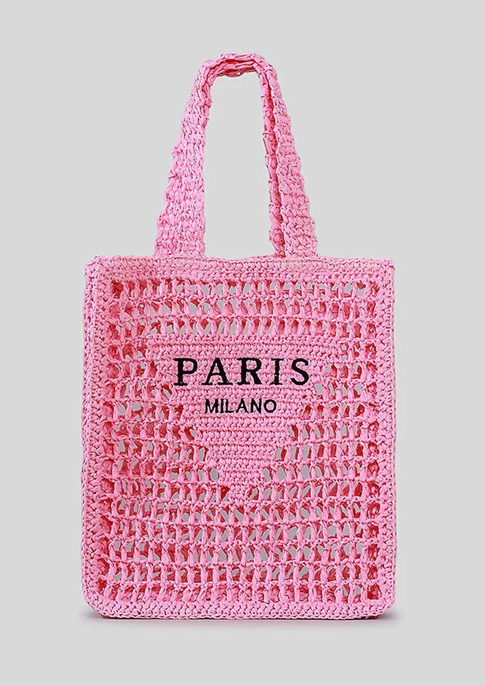 PINK OPEN-TOP BEACH TOTE BAG