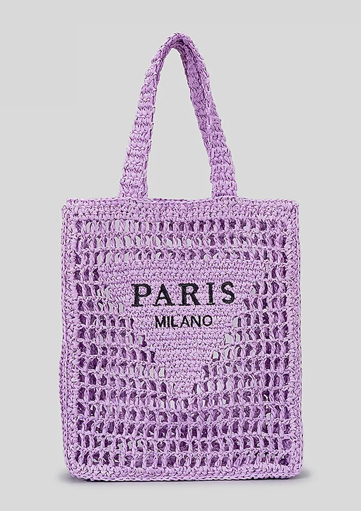 PURPLE OPEN-TOP BEACH TOTE BAG