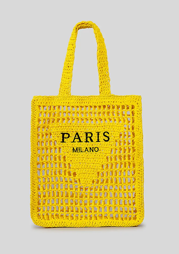 YELLOW OPEN-TOP BEACH TOTE BAG