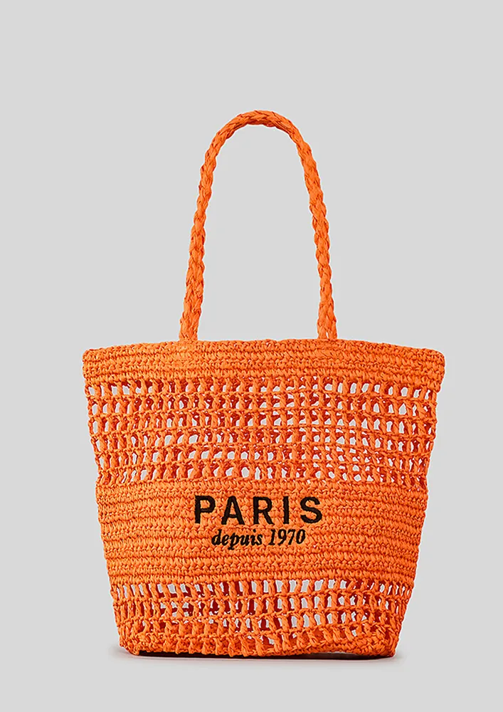 CONTRAST EMBROIDERY ORANGE BEACH TOTE BAG