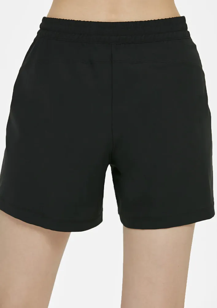 Black Straight Athleisure Shorts