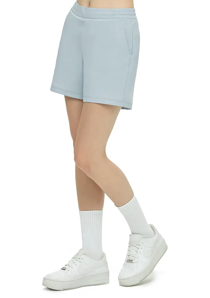 Light Blue Straight Athleisure Shorts