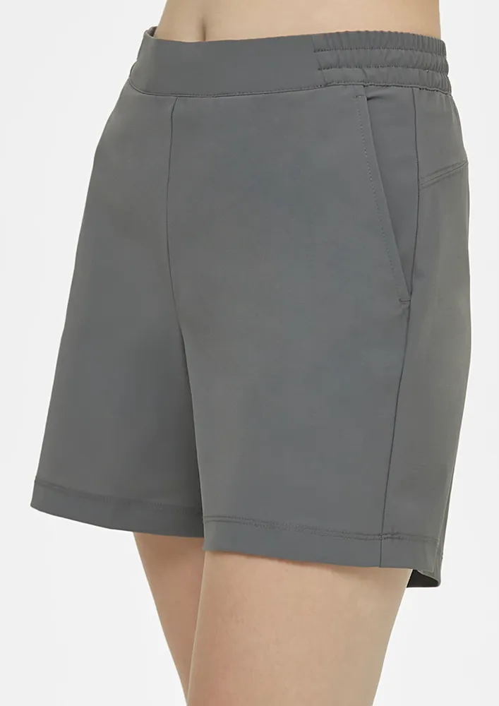 Light Grey Straight Athleisure Shorts