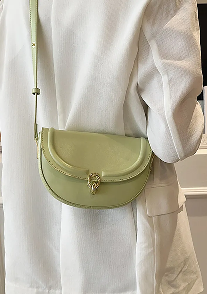 GREEN ADJUSTABLE STRAP PU SHOULDER BAG