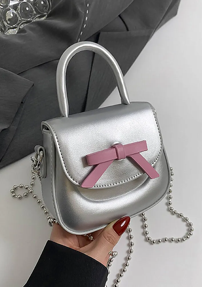 SILVER MINI CROSSBODY SADDLE BAG