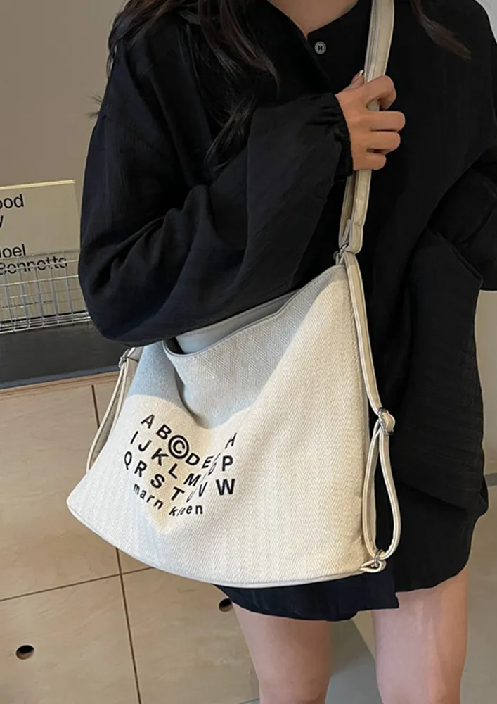 WHITE MULTIPURPOSE CANVAS HOBO BAG