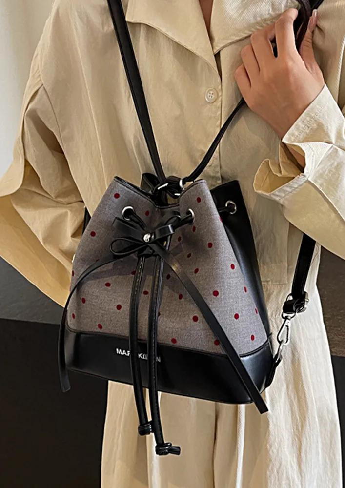 MULTIPURPOSE POLKA DOT PATTERN BUCKET BAG