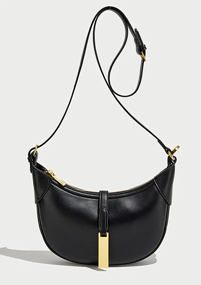 BLACK SINGLE STRAP CROSSBODY BAG