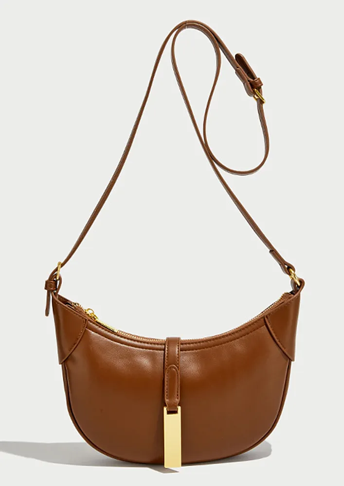 BROWN SINGLE STRAP CROSSBODY BAG