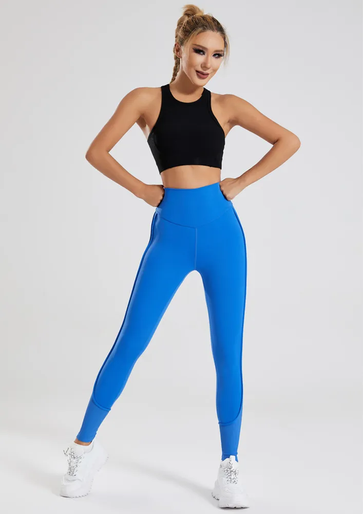 Blue Piping Detail Sports Tights