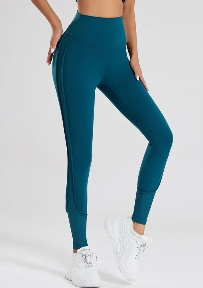 Dark Green Piping Detail Sports Tights