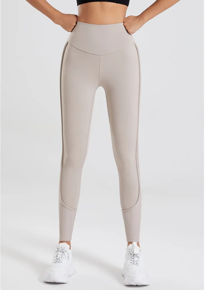 Grey Piping Detail Sports Tights