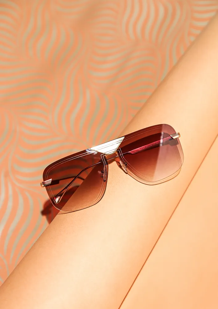 BRIDGING ALL GAPS BROWN FLAT TOP AVIATORS