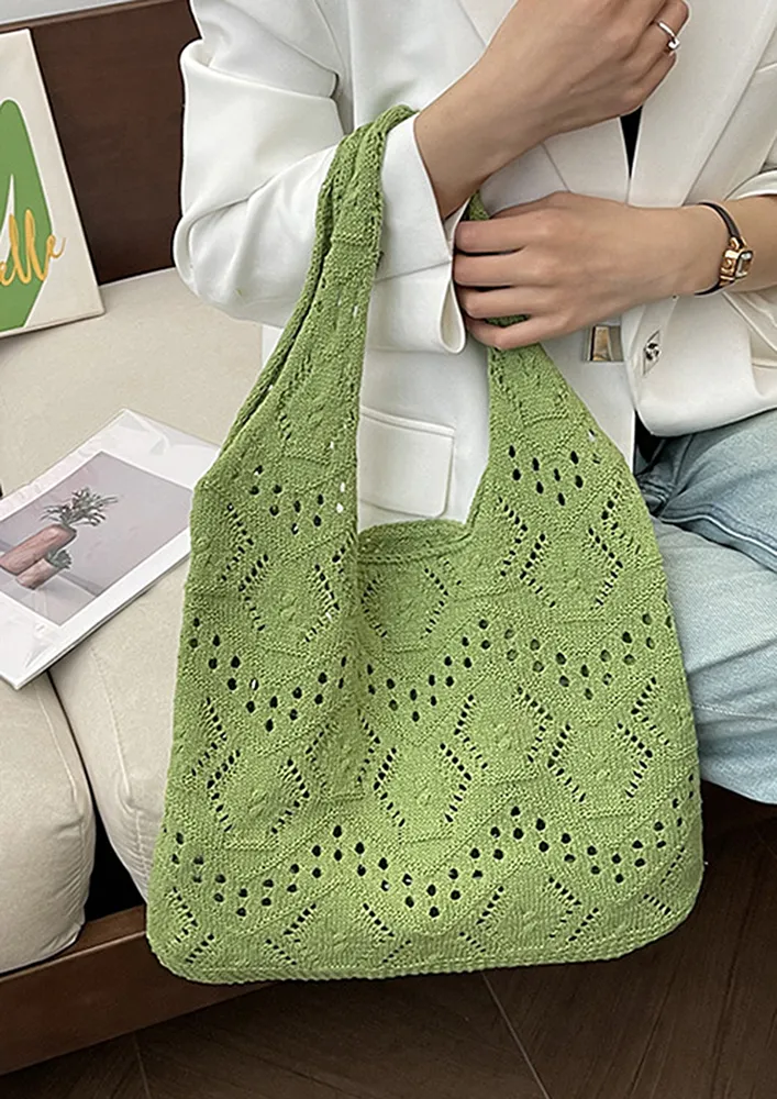 GREEN NYLON SHOULDER BAG