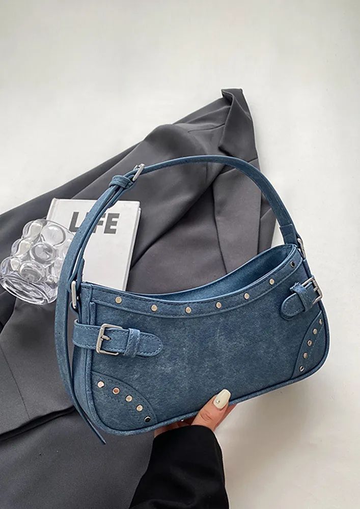 RECTANGULAR NAVY BLUE SHOULDER BAG