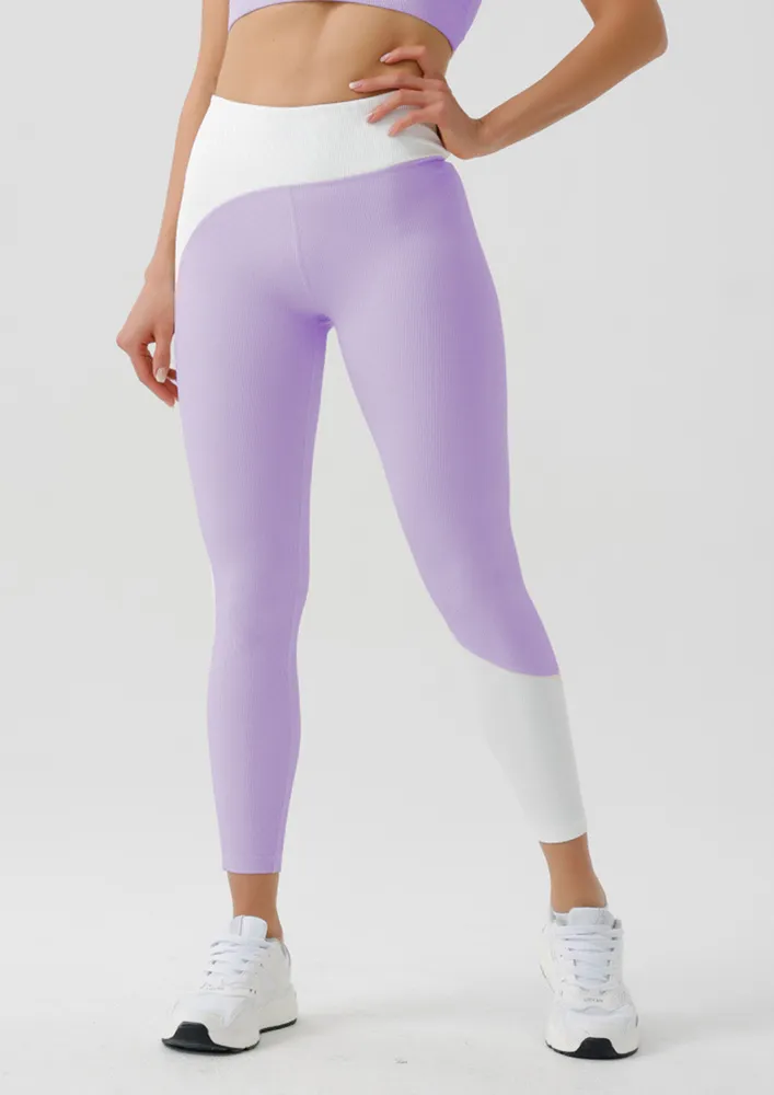 Purple Colourblock Seamless Sports Tights