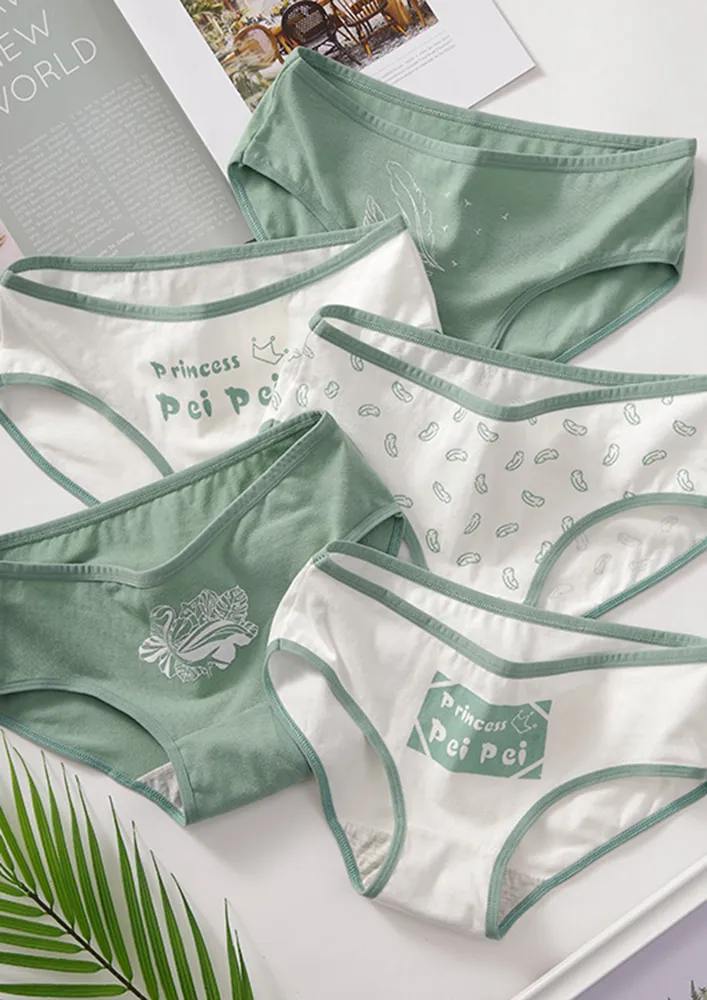 Printed Green (pack Of 5) Briefs