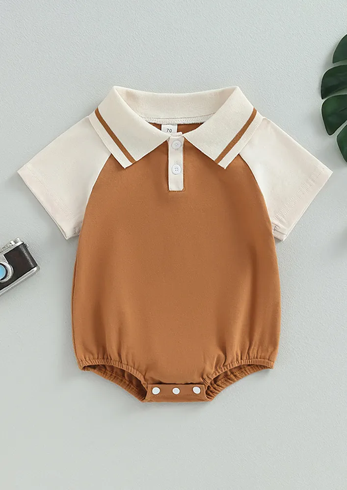 Boys Light Brown Button Placket Onesie