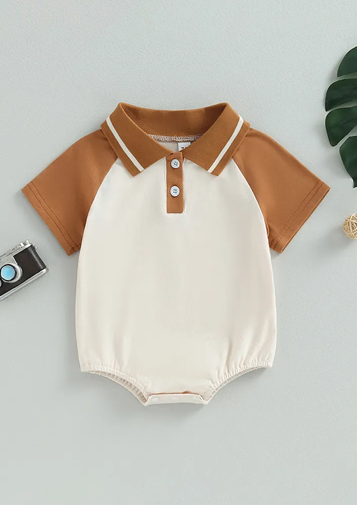 Boys Off-white Button Placket Onesie