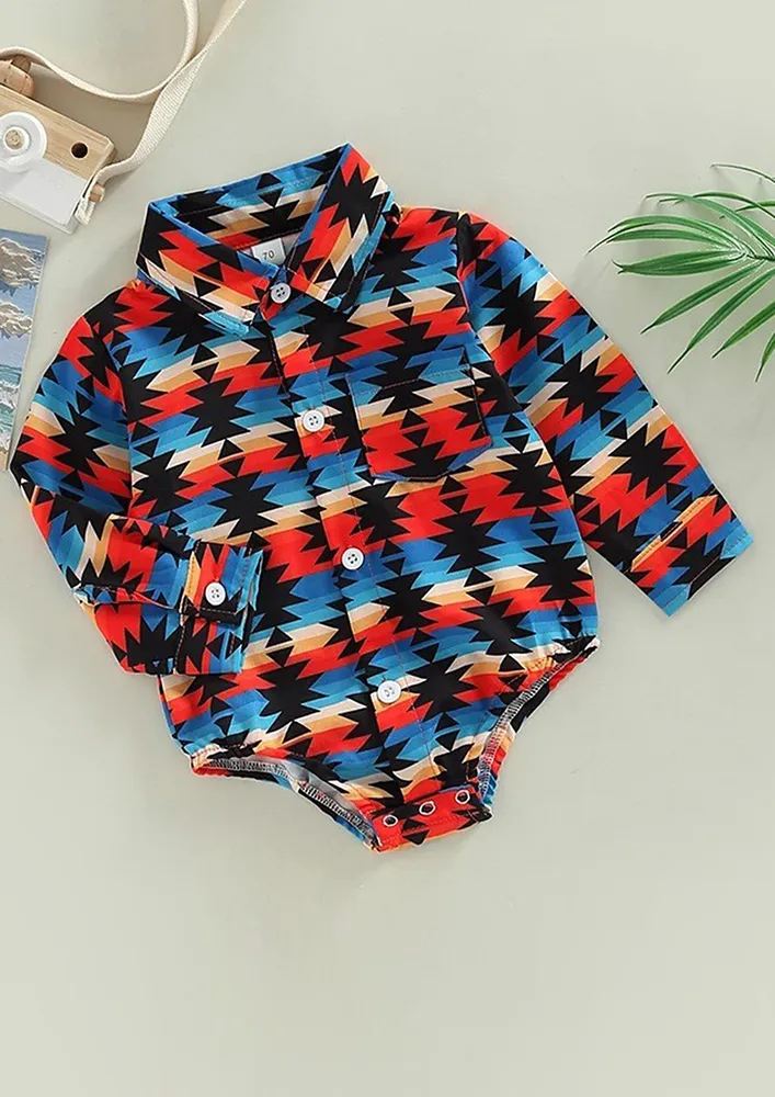 Boys Blue Geometric Print ONESIE