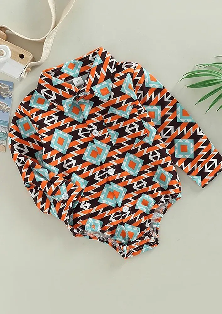 Brown Boys Geometric Print ONESIE