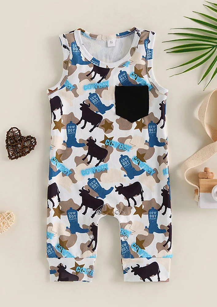 Boys Blue Novelty Print Onesie