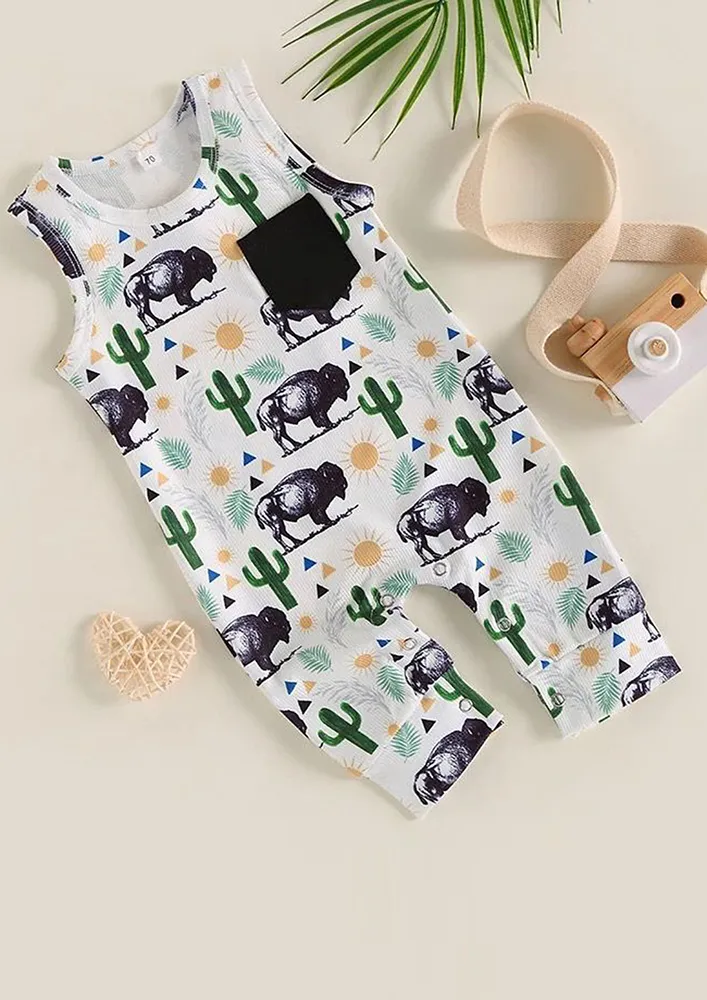 Boys Green Novelty Print Onesie