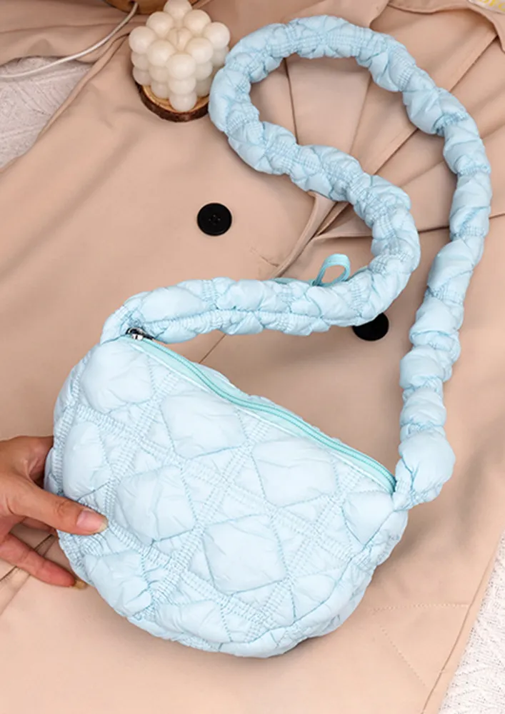 NYLON BLUE PUFFER CROSSBODY BAG