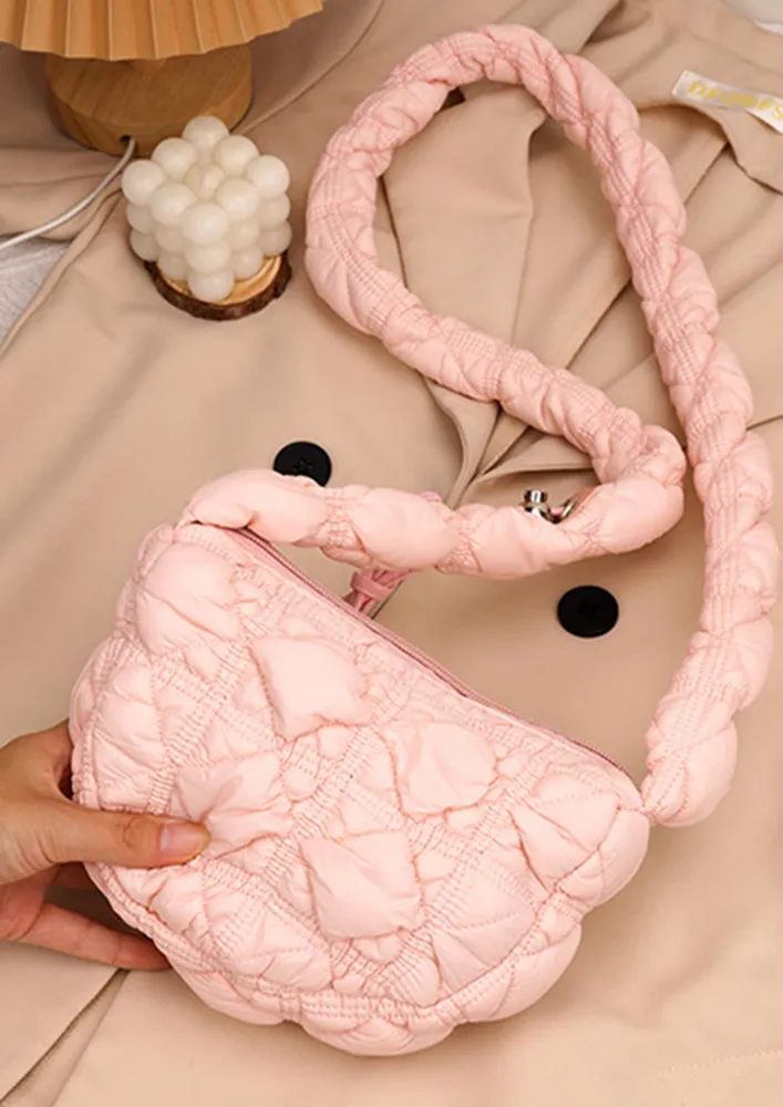 NYLON PINK PUFFER CROSSBODY BAG