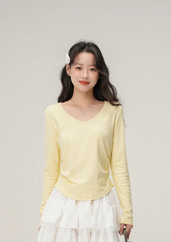 Curved-hem Yellow Regular Fit Tee