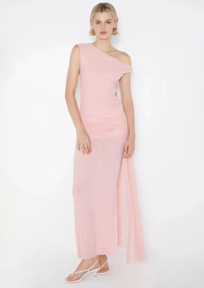 Pink Side Thigh Slit Midi Dress