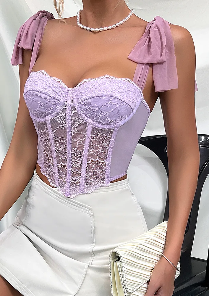 LACY MESH PURPLE TRANSLUCENT CORSET