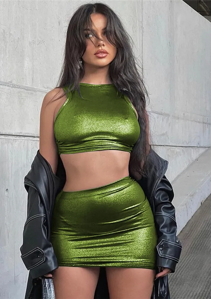2pc Metallic & Glitter Co-ord Set