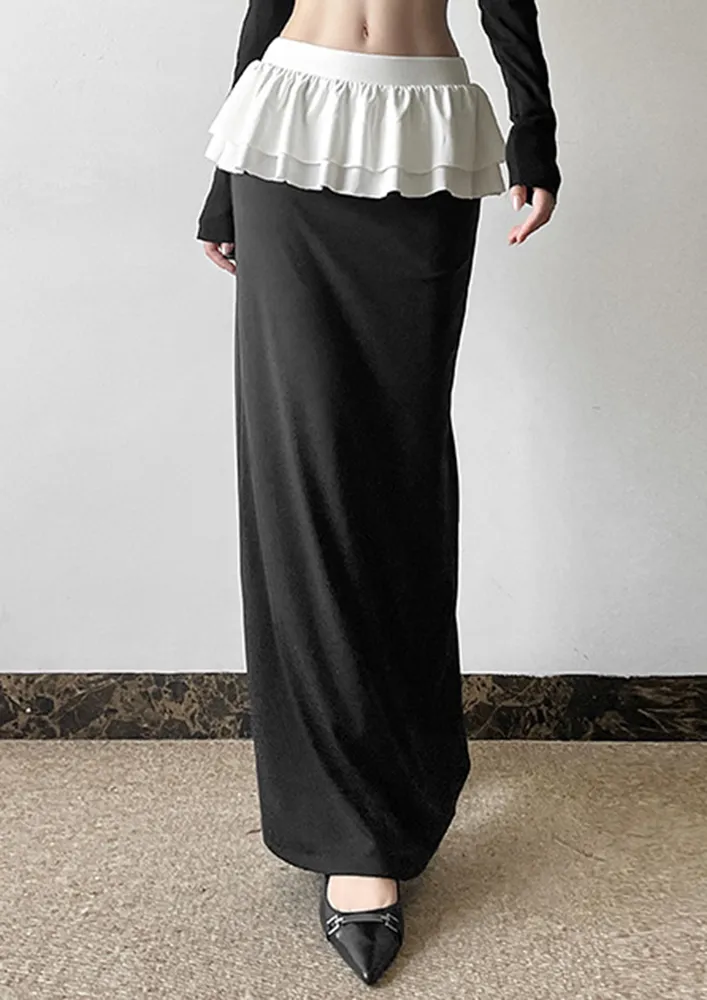 Back Slit Monochrome Maxi Skirt