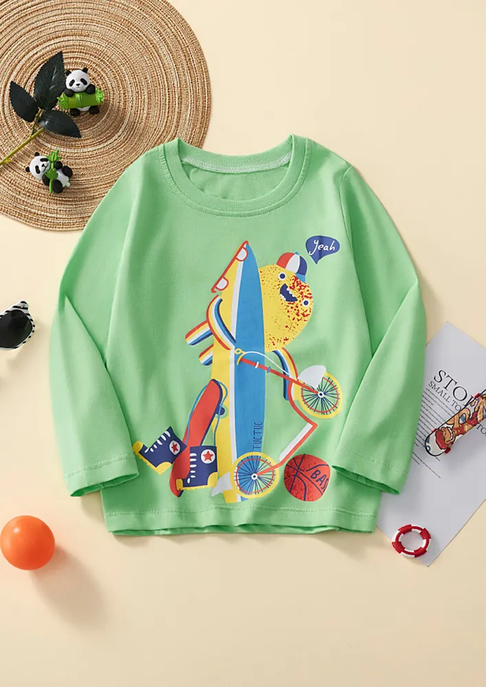 Green Graphic Printed T-shirt For Boys