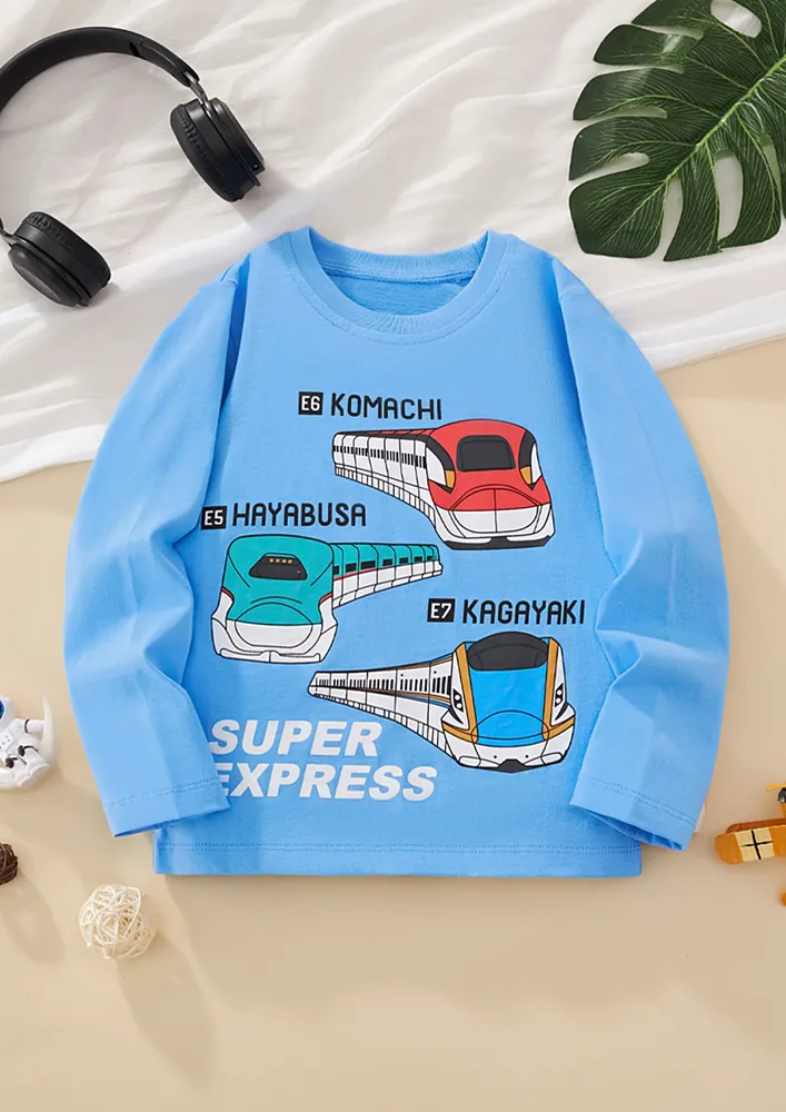 Blue Graphic Printed Boys T-shirt