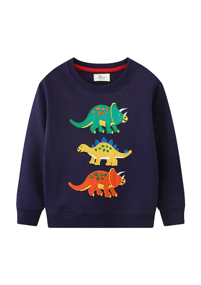 Boys Deep Blue Patchwork Sweatshirt