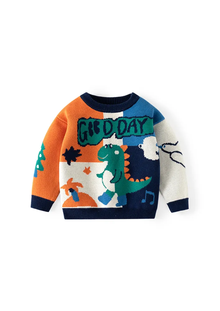 Deep Blue Printed Boys Jumper