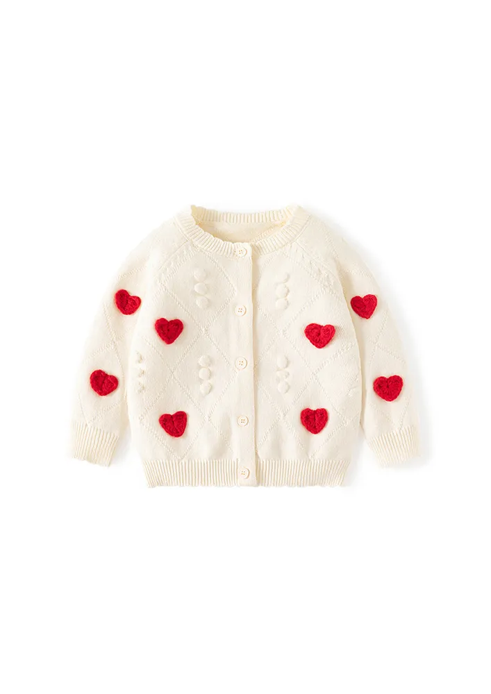 Girls Heart Motif Cardigan