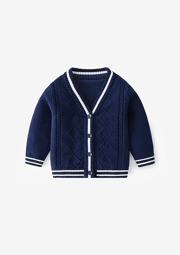 Unisex White Cable-knit Cardigan