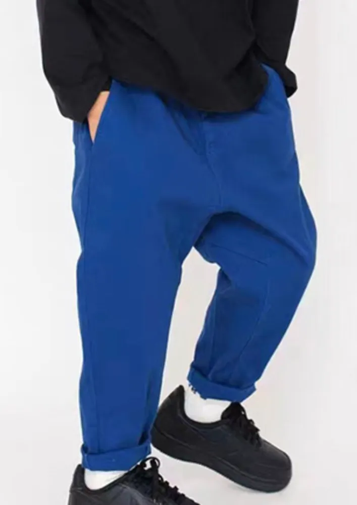 Boys Blue High-waist Tapered Pants