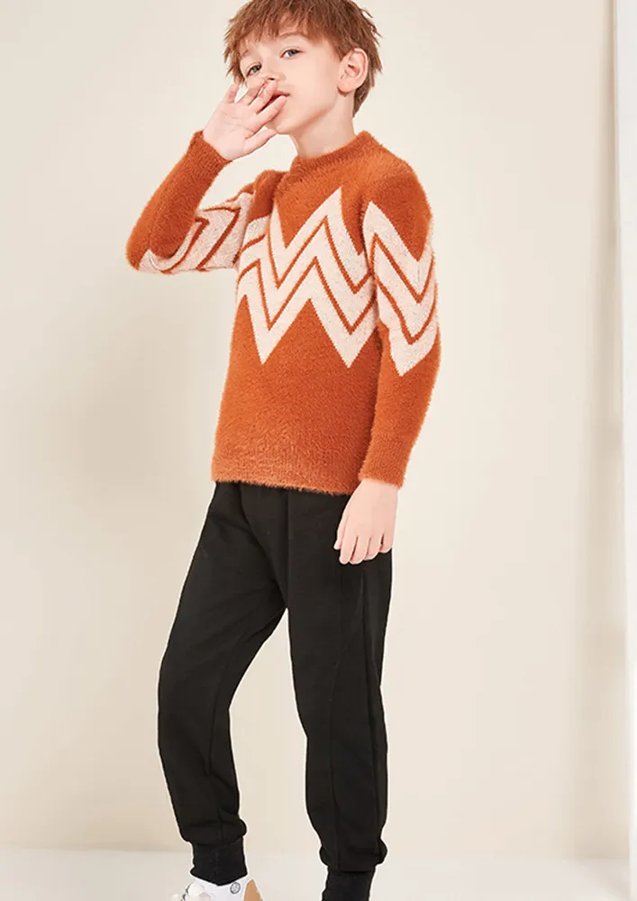 Boys Nylon Blend Geometric Print Jumper