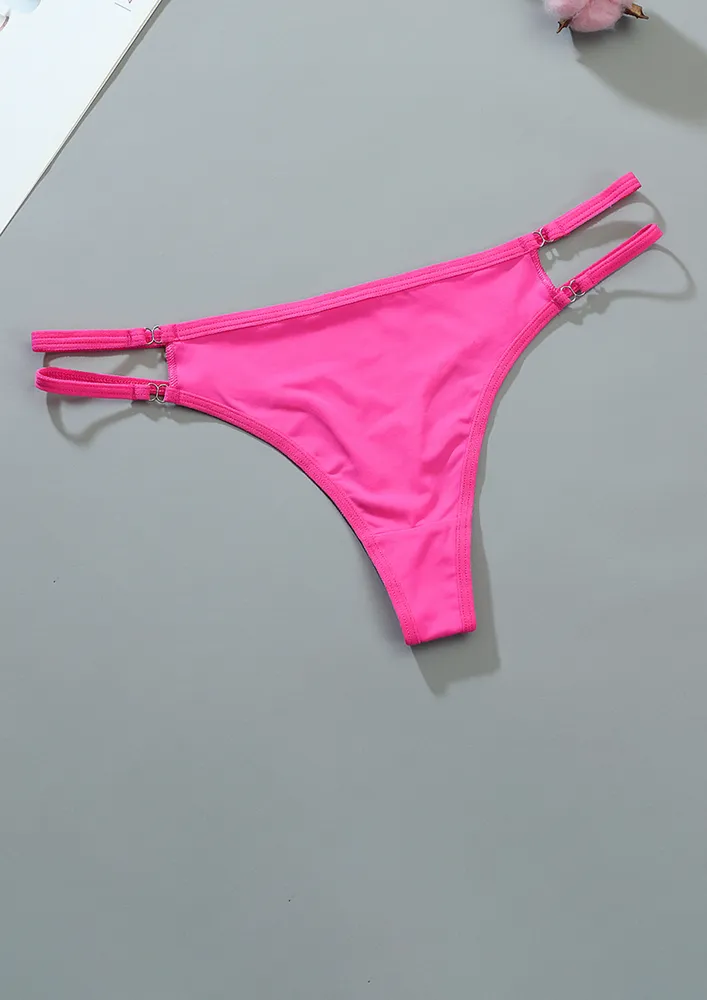 PINK THIN-STRAP SOLID THONG BRIEF