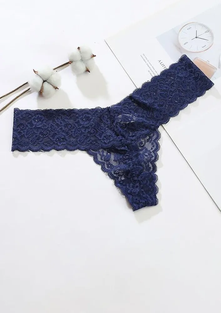 LOOKS LIKE LACY POLYAMIDE BLUE THONG