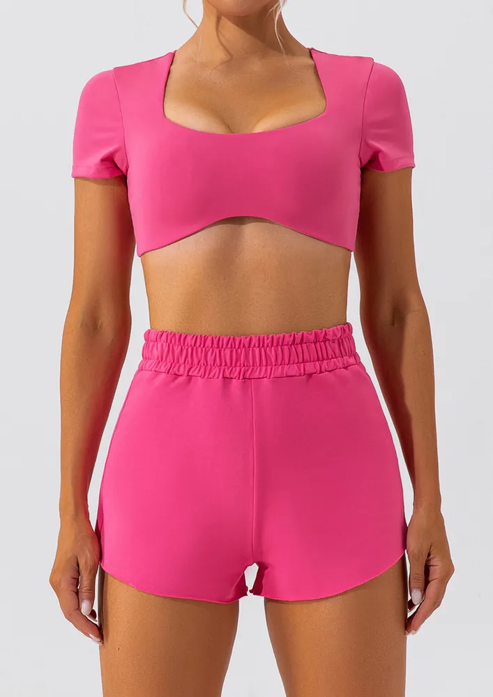 Cotton Blend Pink Activewear Shorts