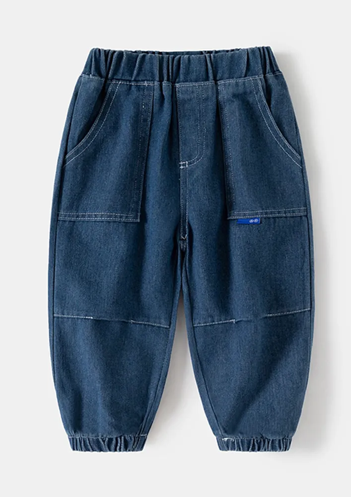 Dark Blue Boys Cargo Pants