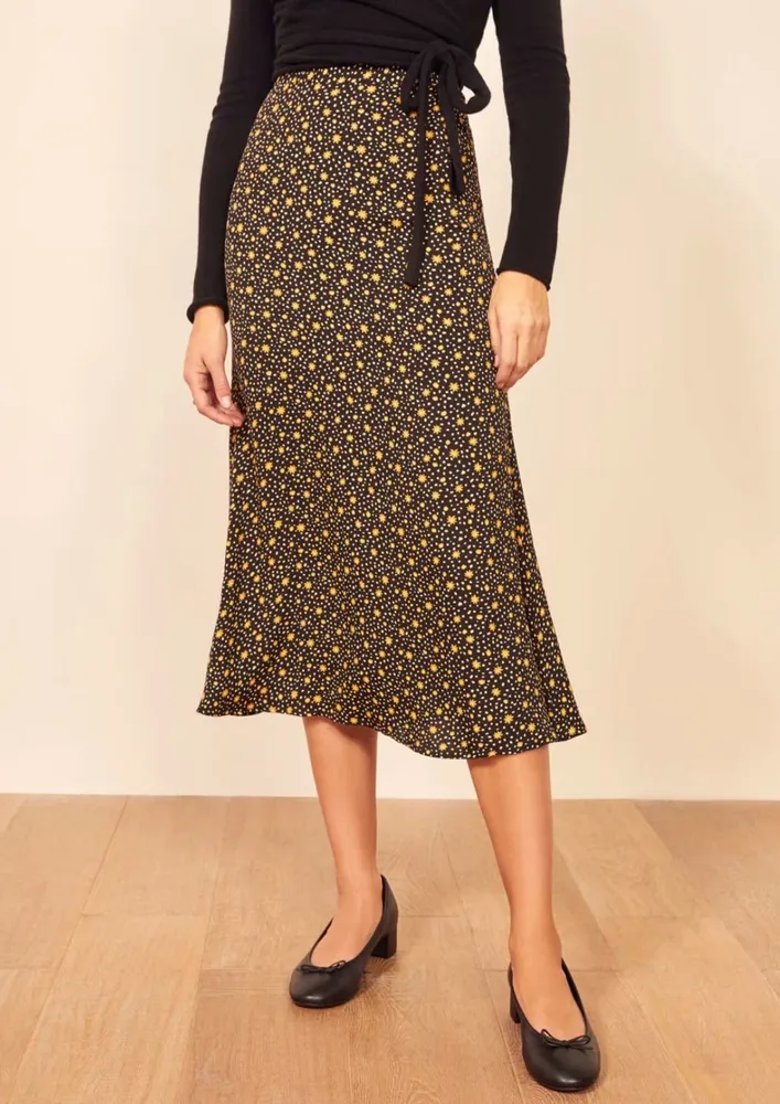 Ditsy Print Midi Skirt