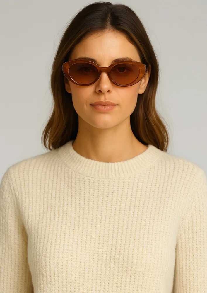 SOLID COLOUR FULL RIMMED METALLIC DETAIL SUNGLASSES